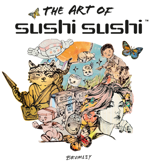Image showing a composition of the different art used by Sushi Sushi